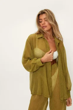 Festival Outfits|Festival Outfits^Nasty Gal Plisse Oversized Beach Shirt |