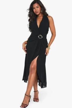 Dresses^Nasty Gal Plunge Chiffon Trim Detail Midaxi Dress |