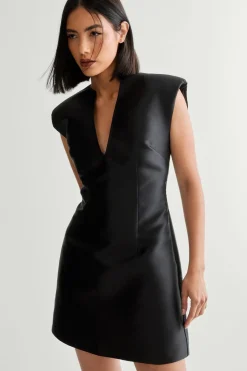 Mini Dresses|Dresses^Nasty Gal Plunge Structured Satin Lantern Mini Dress |