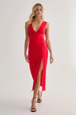 Cocktail Dresses|Dresses^Nasty Gal Plunging V-Neckline Split Midi Dress |