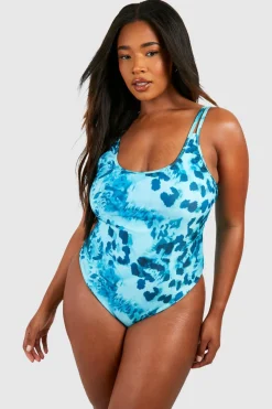 Animal Print^Nasty Gal Plus Abstract Animal Strappy Swimsuit |