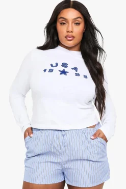 Tops^Nasty Gal Plus Applique USA Fitted T-Shirt |