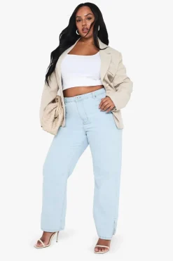 Jeans|Denim^Nasty Gal Plus Basics High Waisted Split Hem Straight Leg Jeans |