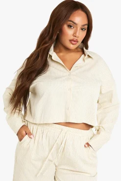 Stripes^Nasty Gal Plus Boxy Cropped Stripe Shirt |