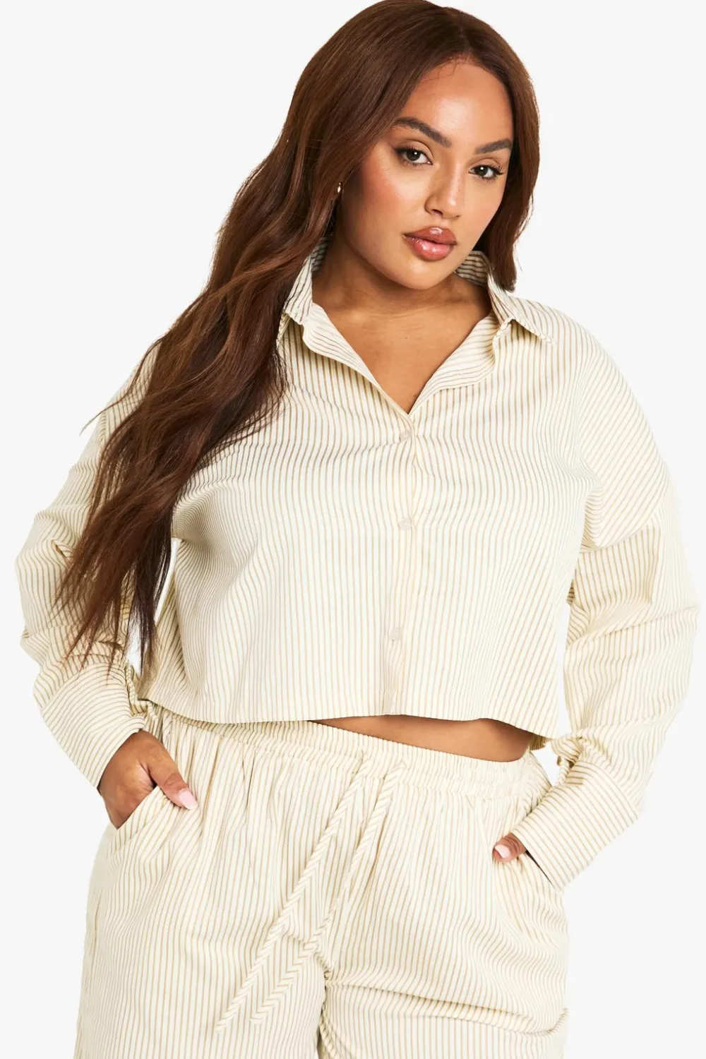 Stripes^Nasty Gal Plus Boxy Cropped Stripe Shirt |