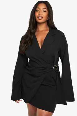 Blazers|Blazers^Nasty Gal Plus Buckle Detail Tie Waist Tailored Blazer Dress |