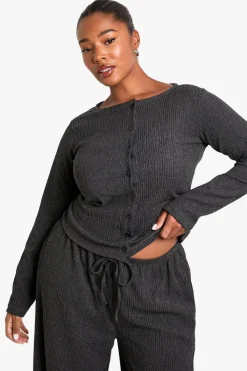 Tops^Nasty Gal Plus Button Through Long Sleeve Textured Top |