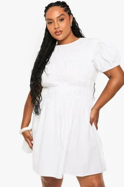 Dresses^Nasty Gal Plus Cotton Shirred Skater Dress |