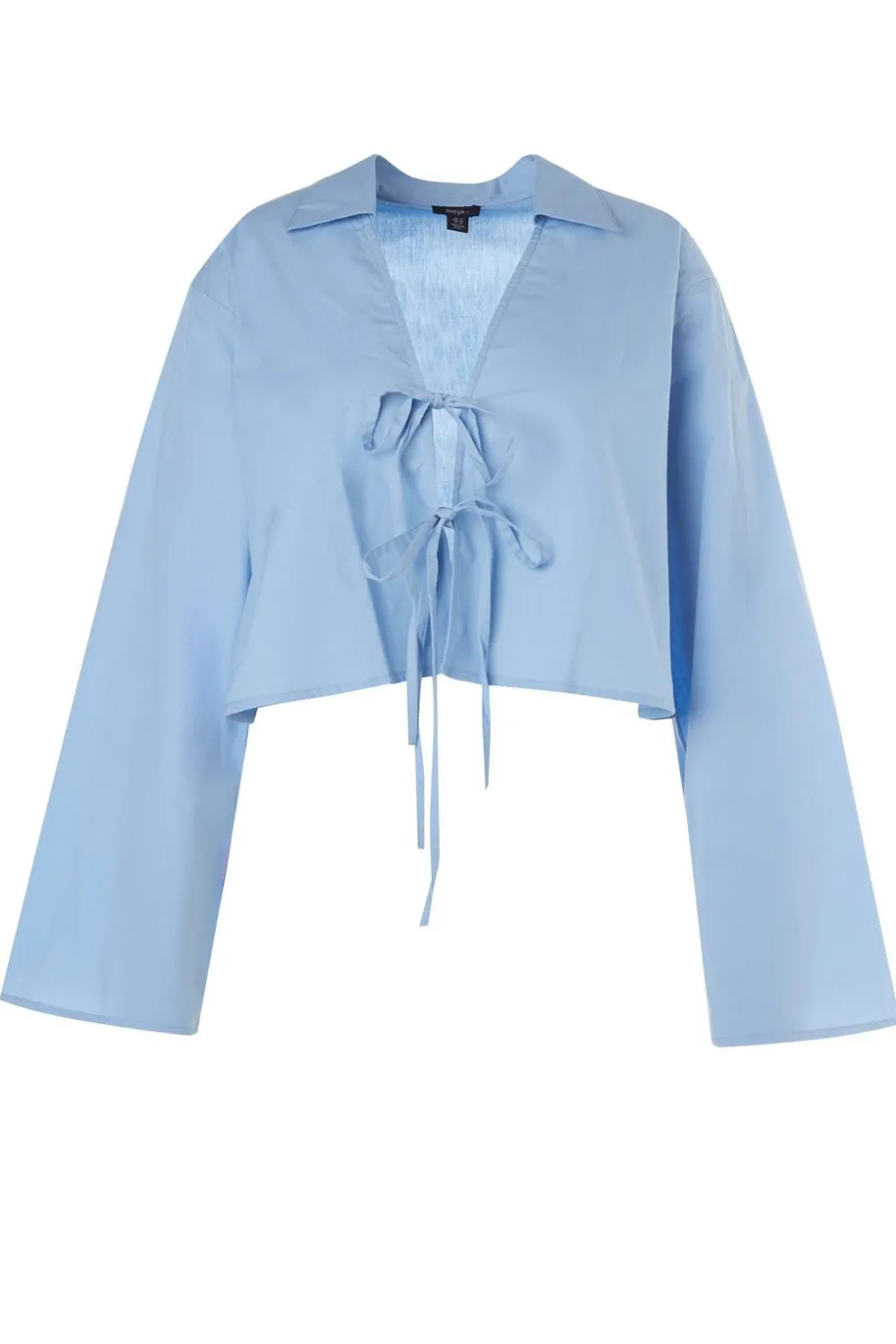 Shirts|Shirts^Nasty Gal Plus Cotton Tie Front Collared Wide Cuff Shirt |