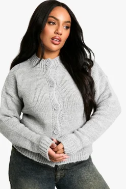 Knitwear^Nasty Gal Plus Crew Neck Button Front Cardigan |