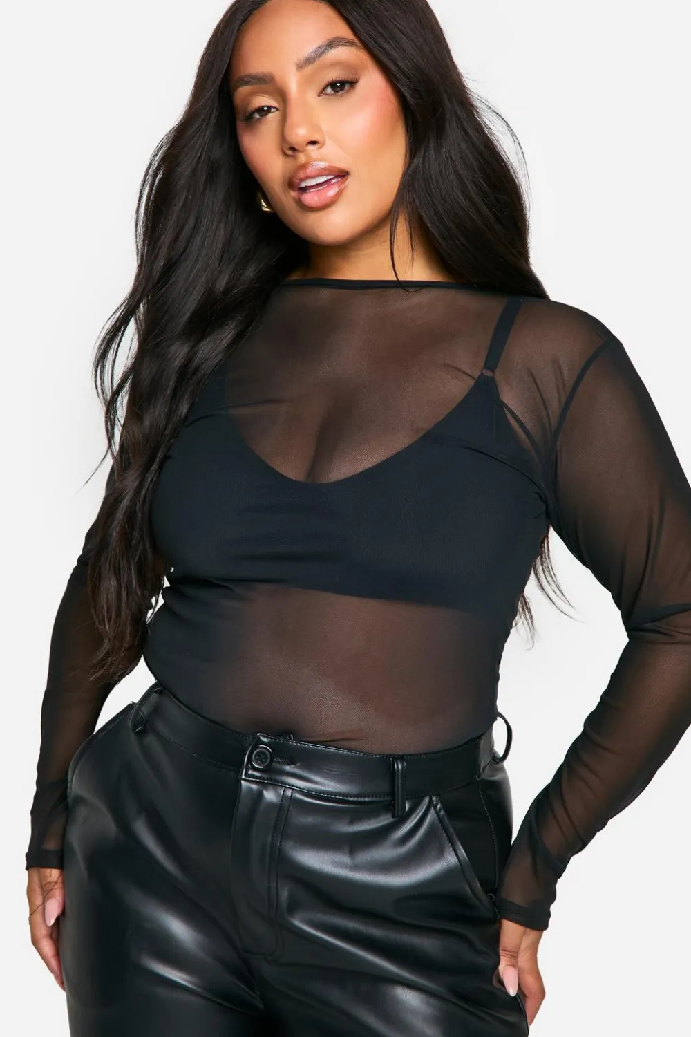Tops^Nasty Gal Plus Crew Neck Long Sleeve Bodysuit |