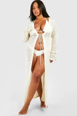 Crochet^Nasty Gal Plus Crochet Beach Kimono |