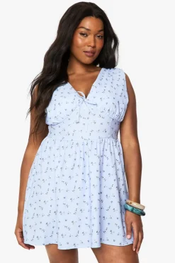 Dresses^Nasty Gal PLUS ditsy TIE DETAIL PLUNGE CORSET SKATER DRESS |