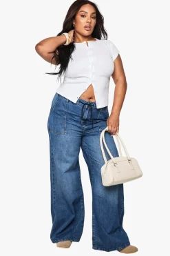 Jeans|Denim^Nasty Gal Plus Elasticated Waistband Wide Leg Jeans |
