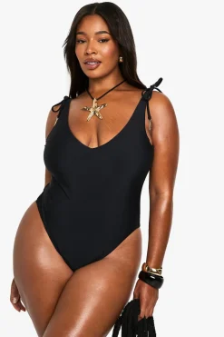 Swimwear^Nasty Gal Plus Feather Charm Backless Swimsuit |