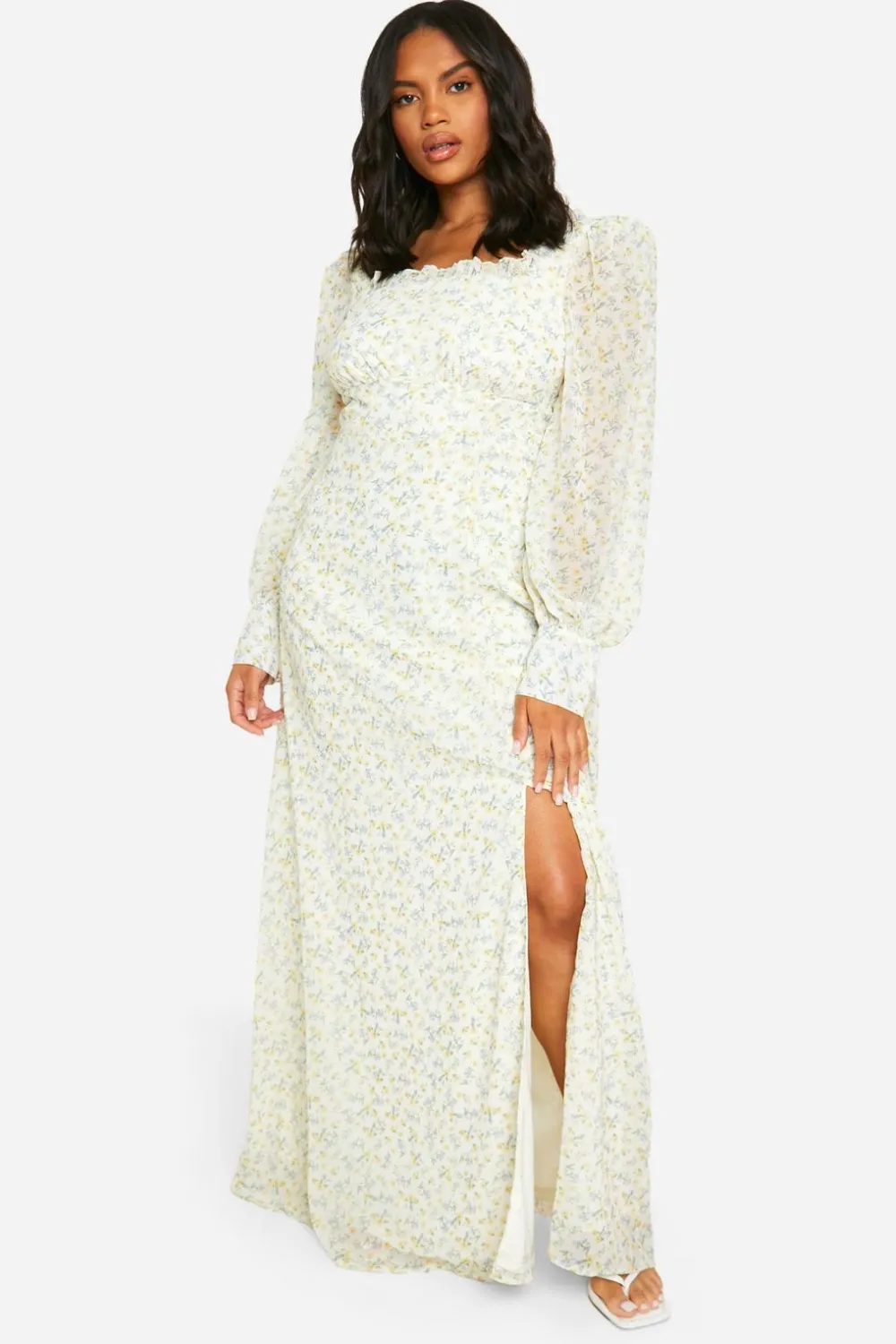 Dresses^Nasty Gal Plus Floral Corset Detail Maxi Milkmaid Dress |