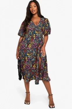 Dresses^Nasty Gal Plus Floral Print Midi Smock Dress |