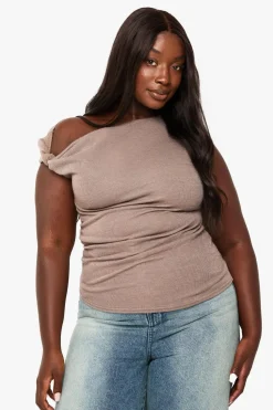 Tops^Nasty Gal PLUS KNOT SHOULDER DETAIL ASYMMETRIC TOP |