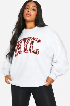Animal Print|Active Society^Nasty Gal Plus Leopard Nyc Applique Sweatshirt |