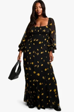 Dresses^Nasty Gal PLUS LONG SLEEVE SMOCK MAXI DRESS |