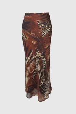 Animal Print|Skirts^Nasty Gal Plus Mixed Animal Crinkle Chiffon Bias Cut Maxi Skirt |