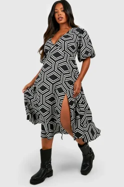 Dresses^Nasty Gal Plus Mono Print Midi Smock Dress |