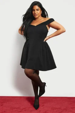 Dresses^Nasty Gal Plus Off The Shoulder Pleated Skater Dress |