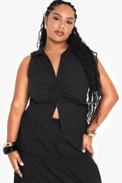 Tops^Nasty Gal Plus Pleated Detail Waistcoat |