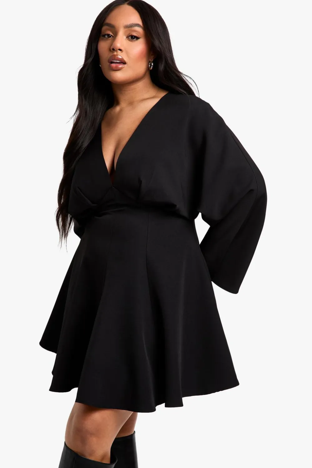 Dresses^Nasty Gal Plus Pleated Skirt LONG SLEEVE Skater Dress |