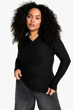Tops^Nasty Gal PLUS PREMIUM long sleeve wrap top |