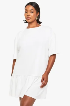 Dresses^Nasty Gal Plus rib drop hem smock dress |