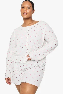 Sleepwear^Nasty Gal PLUS RIB FLORAL BUTTON DOWN TOP & SHORT PJ SET |