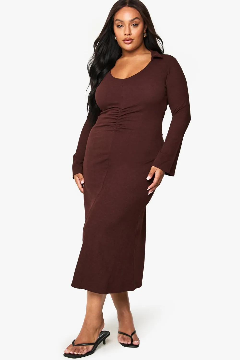 Dresses^Nasty Gal Plus Rib Ruched Midaxi Dress |