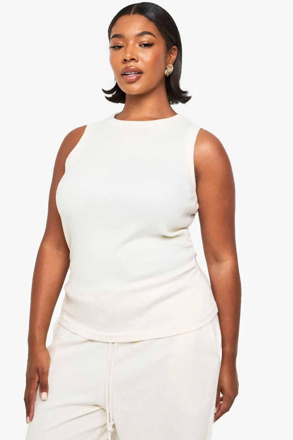 Tank Tops|Tank Tops^Nasty Gal PLUS RUCHED SIDE DETAIL RACER NECK TOP |