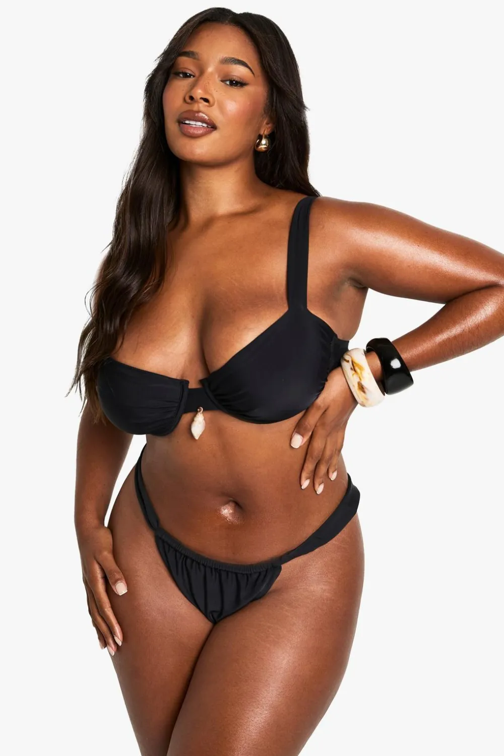 Bikinis|Swimwear^Nasty Gal Plus Shell Trim Underwire Bikini Top |