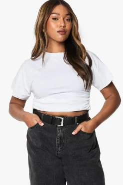 Tops^Nasty Gal Plus Short Sleeve Cinched Waist Cotton Top |