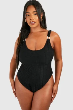 Swimwear^Nasty Gal Plus Square Neck Textured Swimsuit |