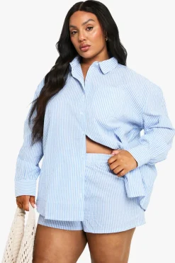 Stripes^Nasty Gal Plus Stripe Long Sleeve Shirt And Shorts Co Ord |