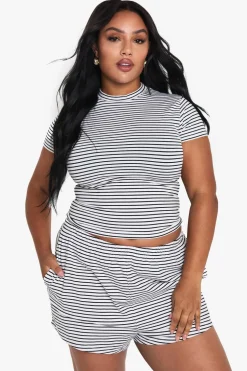 Stripes|Tops^Nasty Gal PLUS STRIPED CAP SLEEVE TOP |