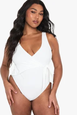 Swimsuits|Swimwear^Nasty Gal Plus Swimwear Essentials Tummy Control Wrap Swimsuit |