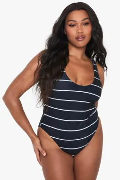 Stripes|Swimsuits^Nasty Gal Plus Swimwear Essentials Stripe Scoop Swimsuit |