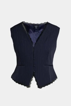 Waistcoats|Tops^Nasty Gal Plus Tailored Lace Hem Vest |