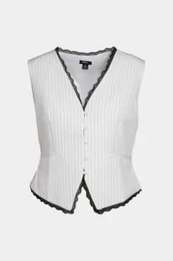 White Outfits|Waistcoats^Nasty Gal Plus Tailored Lace Hem Waistcoat |
