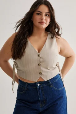 Stripes|Plus Size Going Out^Nasty Gal Plus Tailored Pinstripe Tie Side Vest |