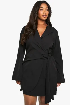 Blazers|Blazers^Nasty Gal Plus Tie Waist Tailored Blazer Dress |