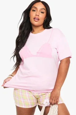 T-shirts|T-shirts^Nasty Gal PLUS TRAINGLE BRA DETAIL OVERSIZED T-SHIRT |