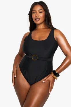Swimwear^Nasty Gal Plus Tummy Control Belted Swimsuit |