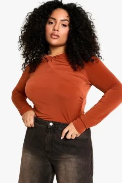 Tops^Nasty Gal Plus Twist Detail Ruched Bodysuit |