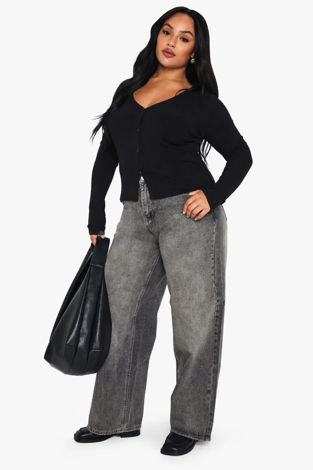 Jeans|Denim^Nasty Gal Plus Washed Grey Straight Leg Denim Jean |