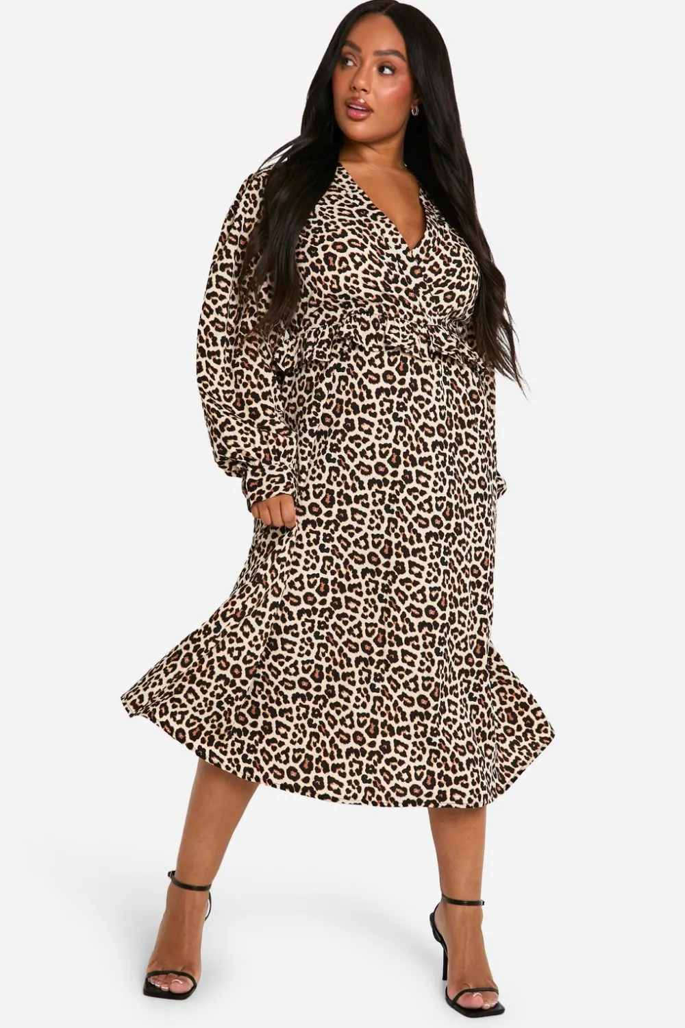 Animal Print|Dresses^Nasty Gal Plus Woven Leopard Wrap Midi Dress |